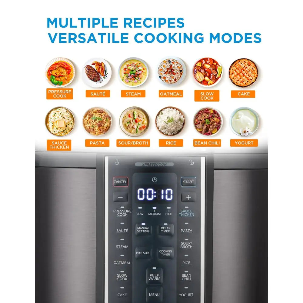 Electric Pressure Cooker, 6 Quarts, 12 Presets, Programmable Slow Cooker