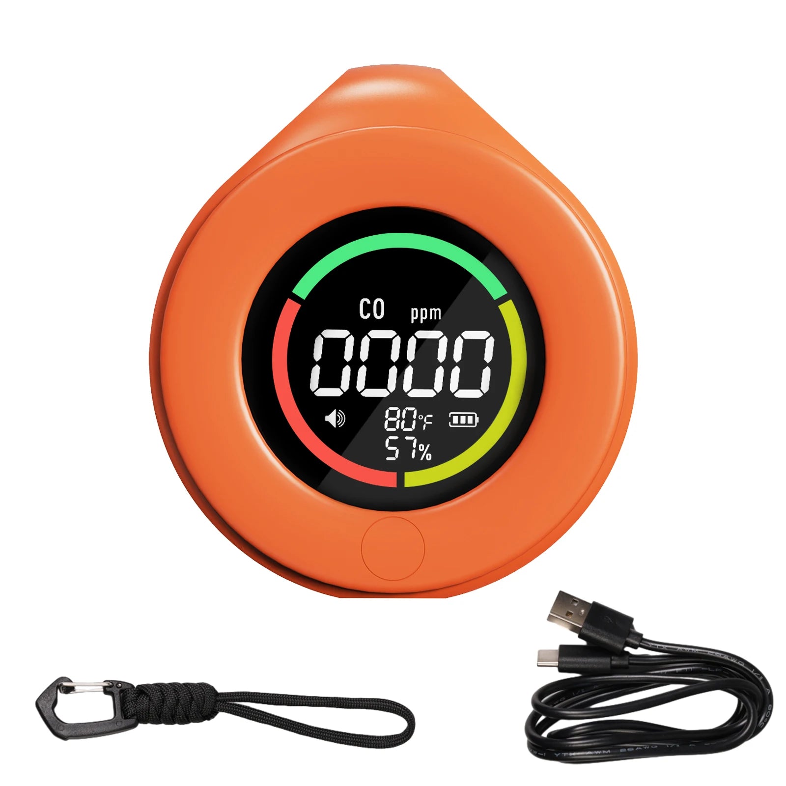 Mini Carbon Monoxide Detector Travel 3-in-1 Portable Temp/Humi/ 120 Hour Standby Chargeable