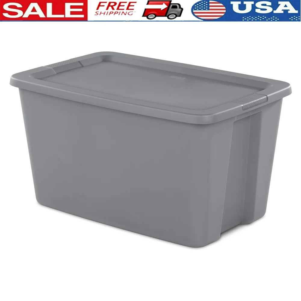 30 Gallon Storage Bin Stackable Container with Lid and Integrated Handles