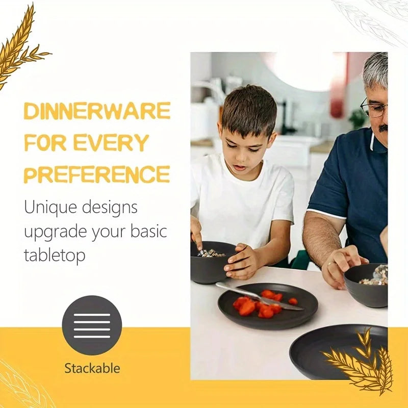 32Pcs,wheat straw tableware sets