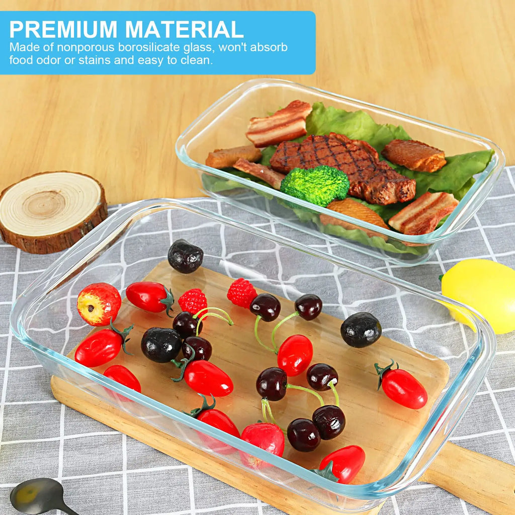 8-Piece Glass Baking Dish Set with Lids, Rectangular Pans for Lasagna