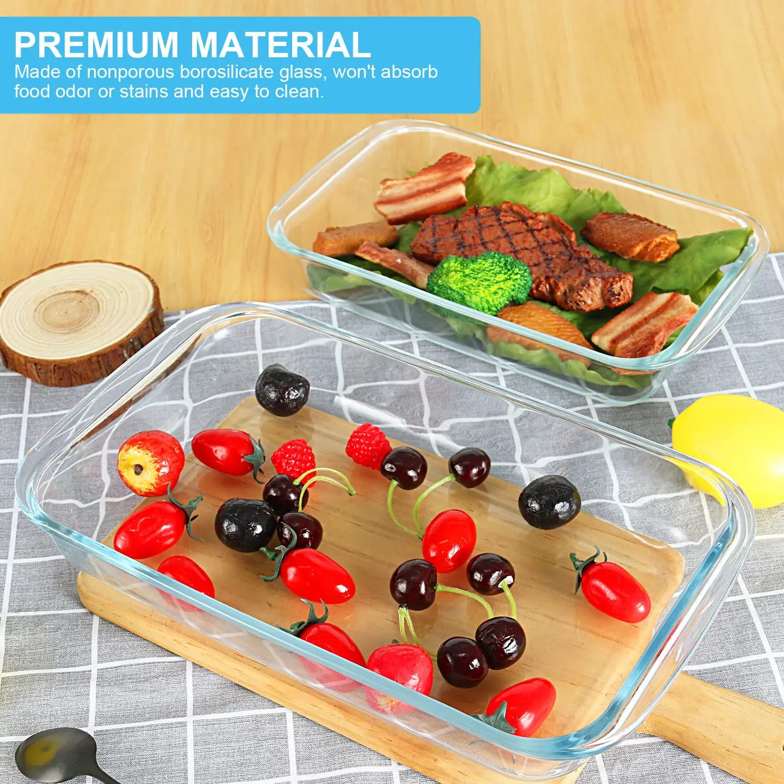 8-Piece Glass Baking Dish Set with Lids, Rectangular Pans for Lasagna