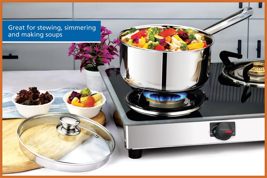 3 qt Induction Compatible Stainless Steel Saucepan with Lid
