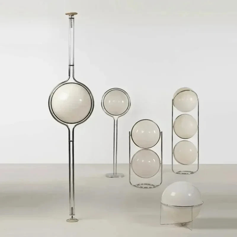 Chrome Metal Floor Lamp White Yellow Acrylic Ball Standing Lamp Living Room