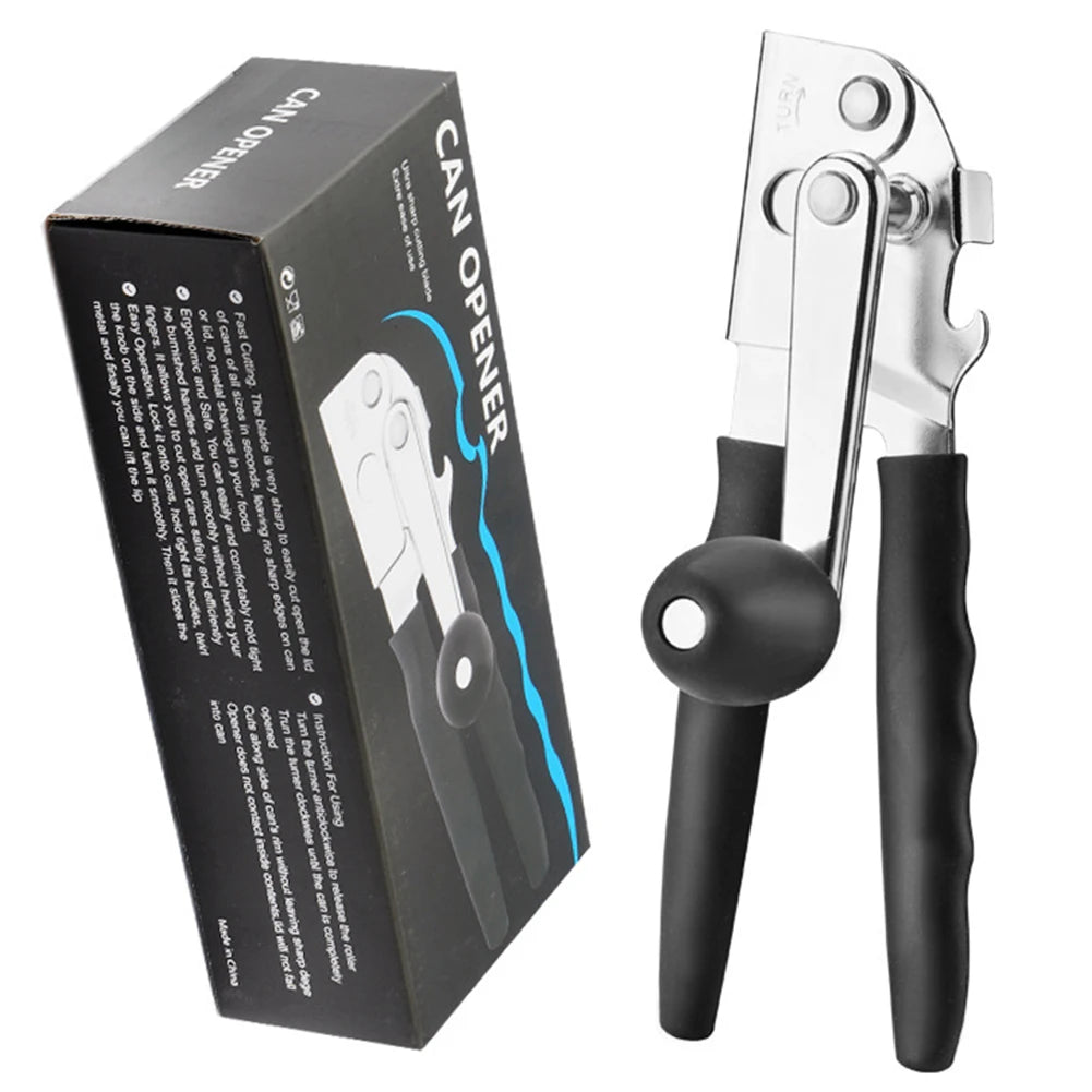 Stainless Steel Can Opener Razor Sharp Bottle Opener Soft Ergonomic Handle Manual Can Opener for Multifunctional Kitchen Tool