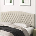 Upholstered King Size Headboard with Solid Wood Legs, Tufted Linen Design