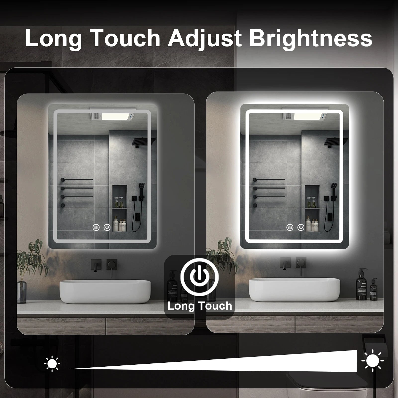 LED Bathroom Mirror Vanity-Mirrors with Backlit Lights Fogless Makeup Mirror