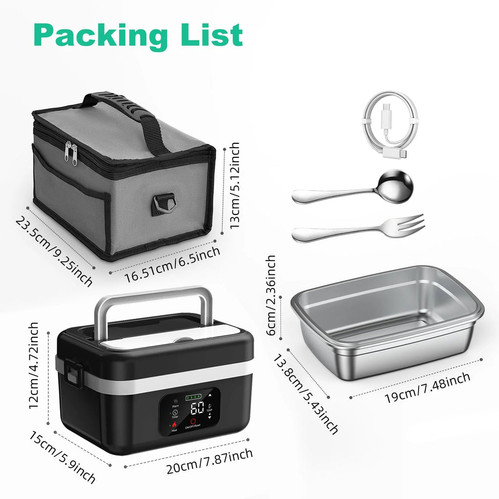 Rechargeable Timer Automatic Heating Lunch Box