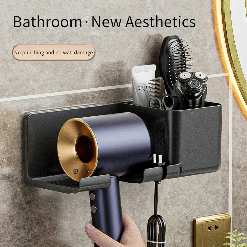 Wall Dryer Cradle  Stand Hairdryer Organizer Box Holder Shelf Bathroom Accessories