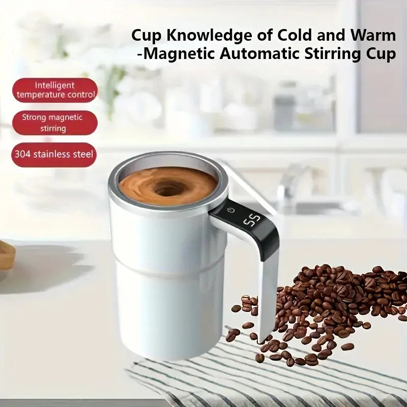 Coffee cup LED display|USB charging|magnetic mixing function