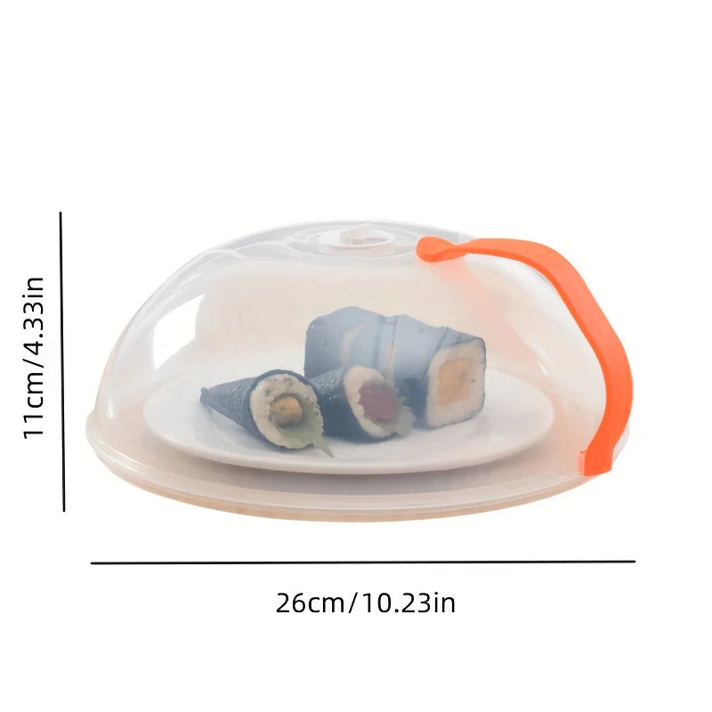 1pc Microwave Food Cover - Splash Proof With Steam Vents & Handle Easy Grip
