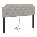 Headboard for Queen & Full Size Bed, Tufted Upholstered Head Board w/ 2 AC Outlets