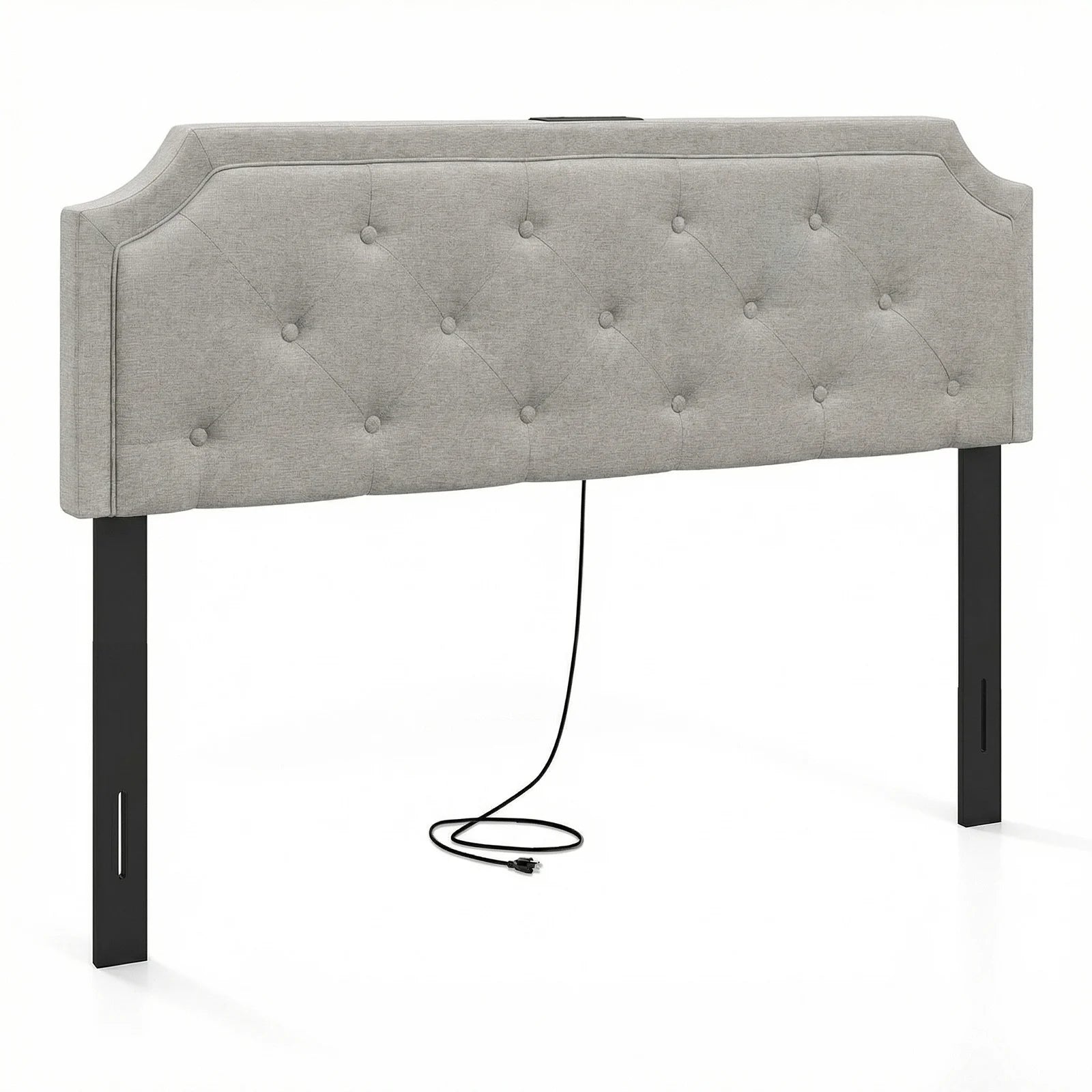 Headboard for Queen & Full Size Bed, Tufted Upholstered Head Board w/ 2 AC Outlets
