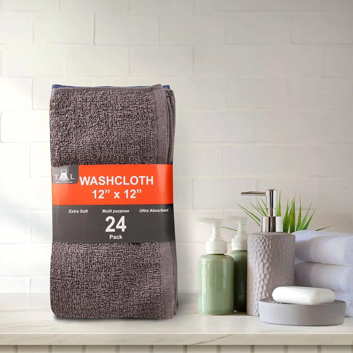 24-Pack 100% Cotton Wash Cloths, Super Absorbent & Soft Flannel Face Towels for Multi-Purpose Use