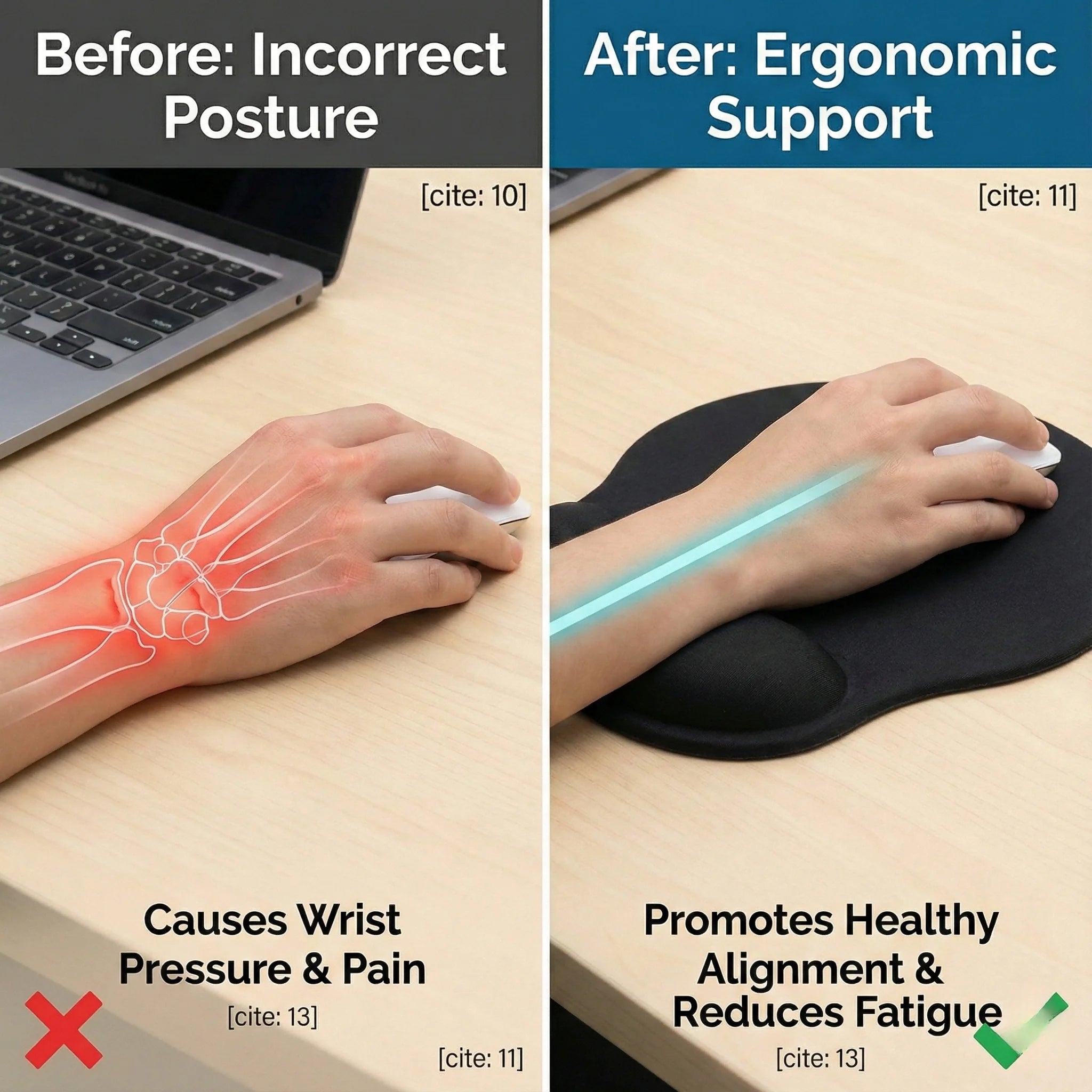 9x8.26in Ergonomic Mouse Pad with Wrist Rest