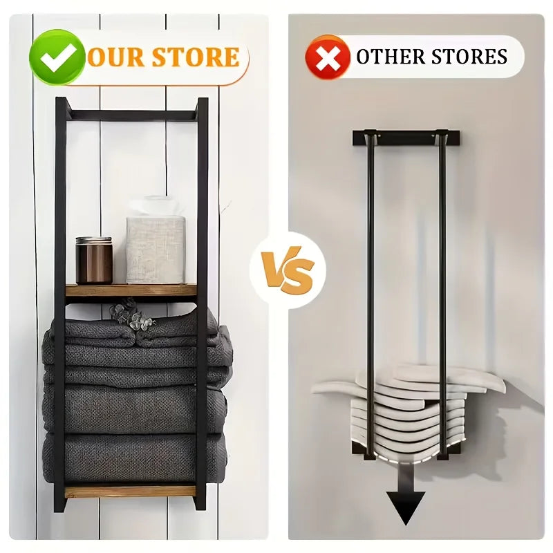 2-layer carbon steel wall-mounted towel rack, French country style