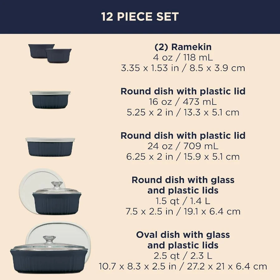 Ceramic Bakeware Set with Lids Chip and Crack Resistant Stoneware Baking Dish