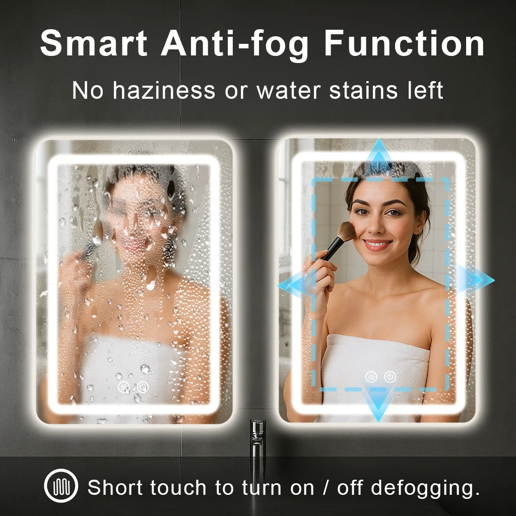 LED Bathroom Mirror Vanity-Mirrors with Backlit Lights Fogless Makeup Mirror
