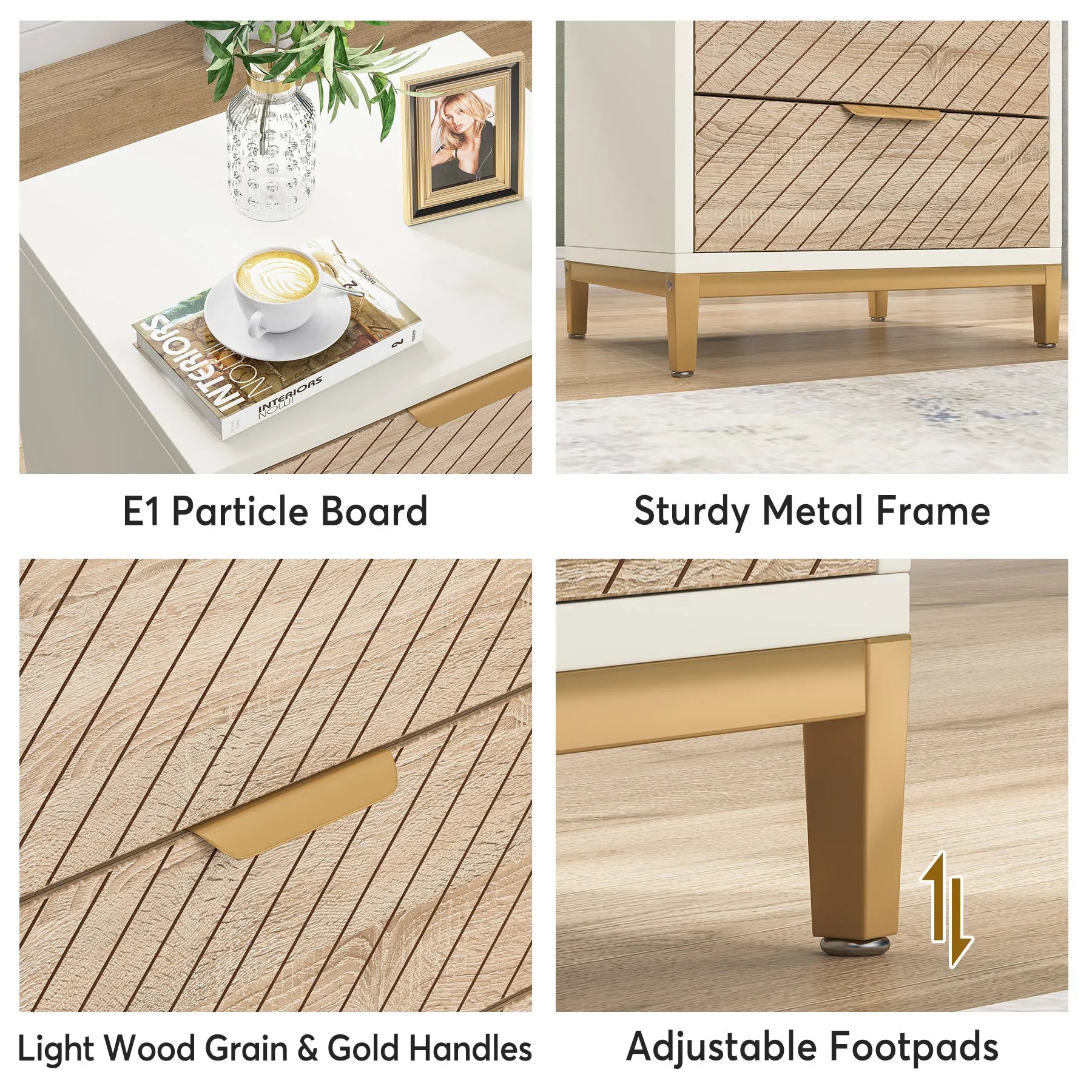 Night Stands for Bedroom  with 3 Drawers Bedside Tables
