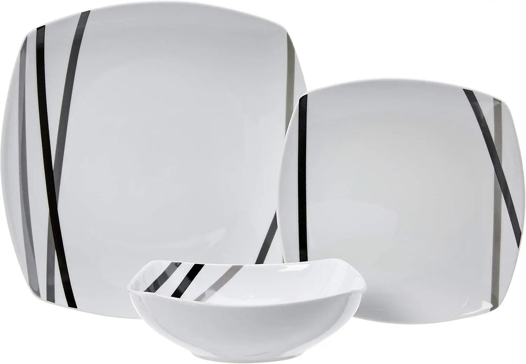 18-Piece Square Dinnerware Set for 6 - Plates and Bowls, Kitchen Essentials