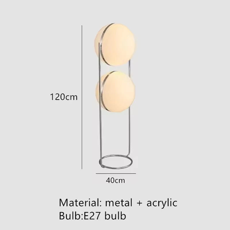 Chrome Metal Floor Lamp White Yellow Acrylic Ball Standing Lamp Living Room