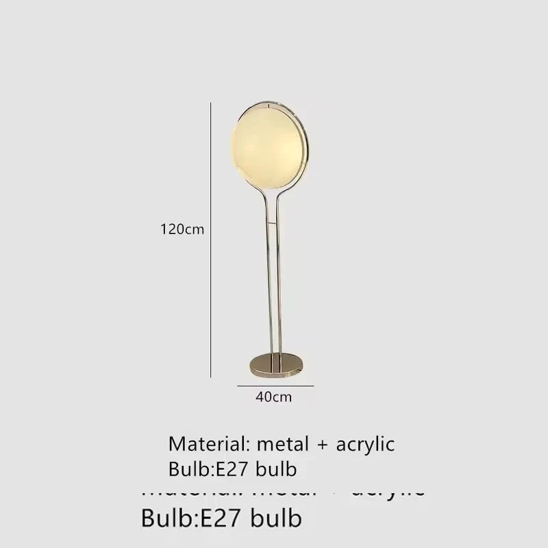 Chrome Metal Floor Lamp White Yellow Acrylic Ball Standing Lamp Living Room