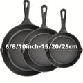 3-Piece Cast Iron Skillet Set (6/8/10 Inch) - Pre-Seasoned, Non-Stick