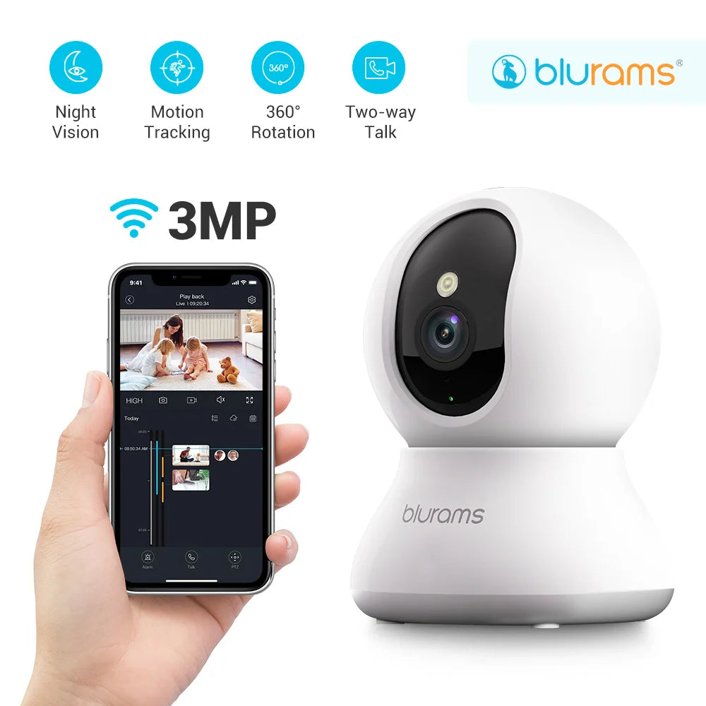 360° Indoor Security Camera, Dog Camera with Phone App