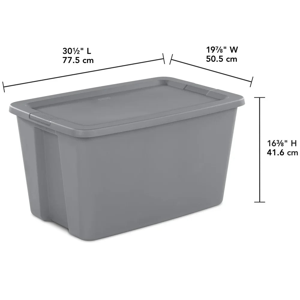 30 Gallon Storage Bin Stackable Container with Lid and Integrated Handles