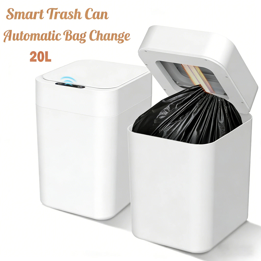 20L Automatic Self Changing Trash Can Self Sealing Self Bagging Motion Sensor Touchless Garbage Can for Kitchen Bathroom Office