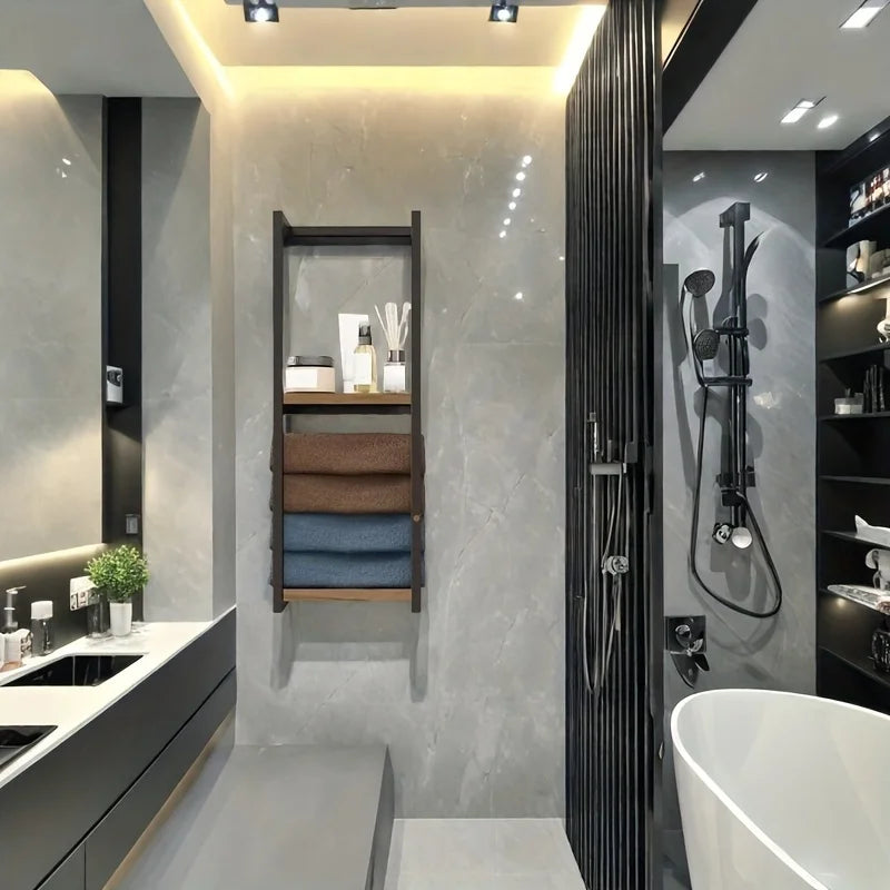 2-layer carbon steel wall-mounted towel rack, French country style