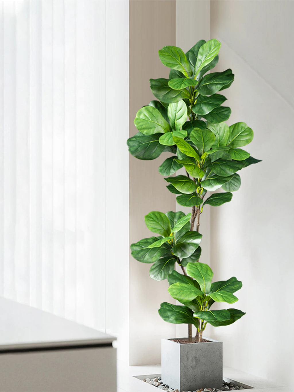 Large Artificial Ficus Tree Fake Rubber Plants Branch Plastic Fiddle Leaves