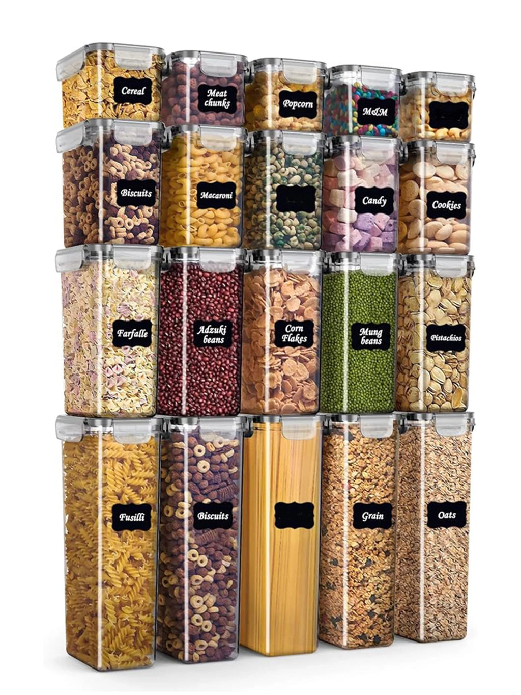 Sealed pasta boxes and storage boxes with LIDS, labels and markings