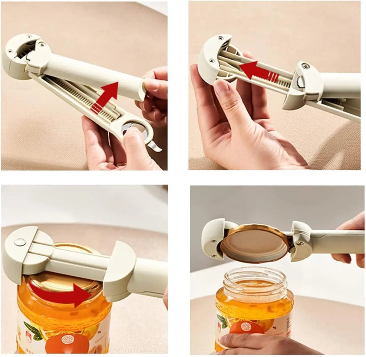 Retractable Bottle Opener - Adjustable Multifunctional Can Opener Jar Lid Gripper