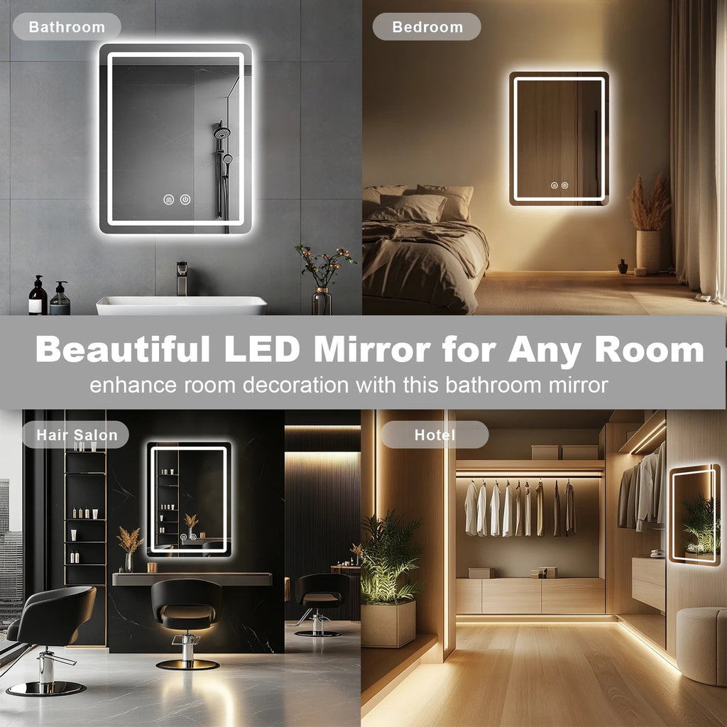 LED Bathroom Mirror Vanity-Mirrors with Backlit Lights Fogless Makeup Mirror