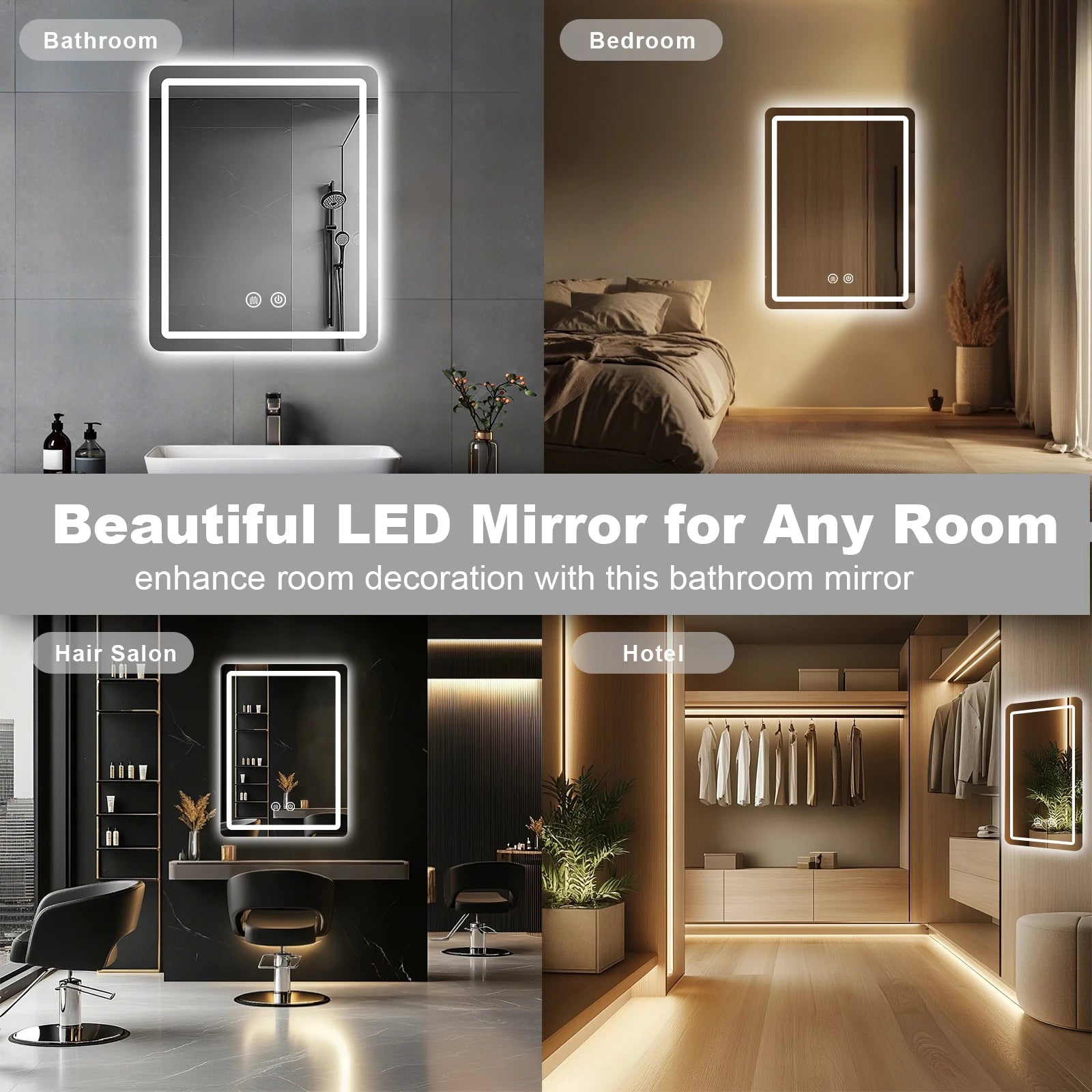 LED Bathroom Mirror Vanity-Mirrors with Backlit Lights Fogless Makeup Mirror