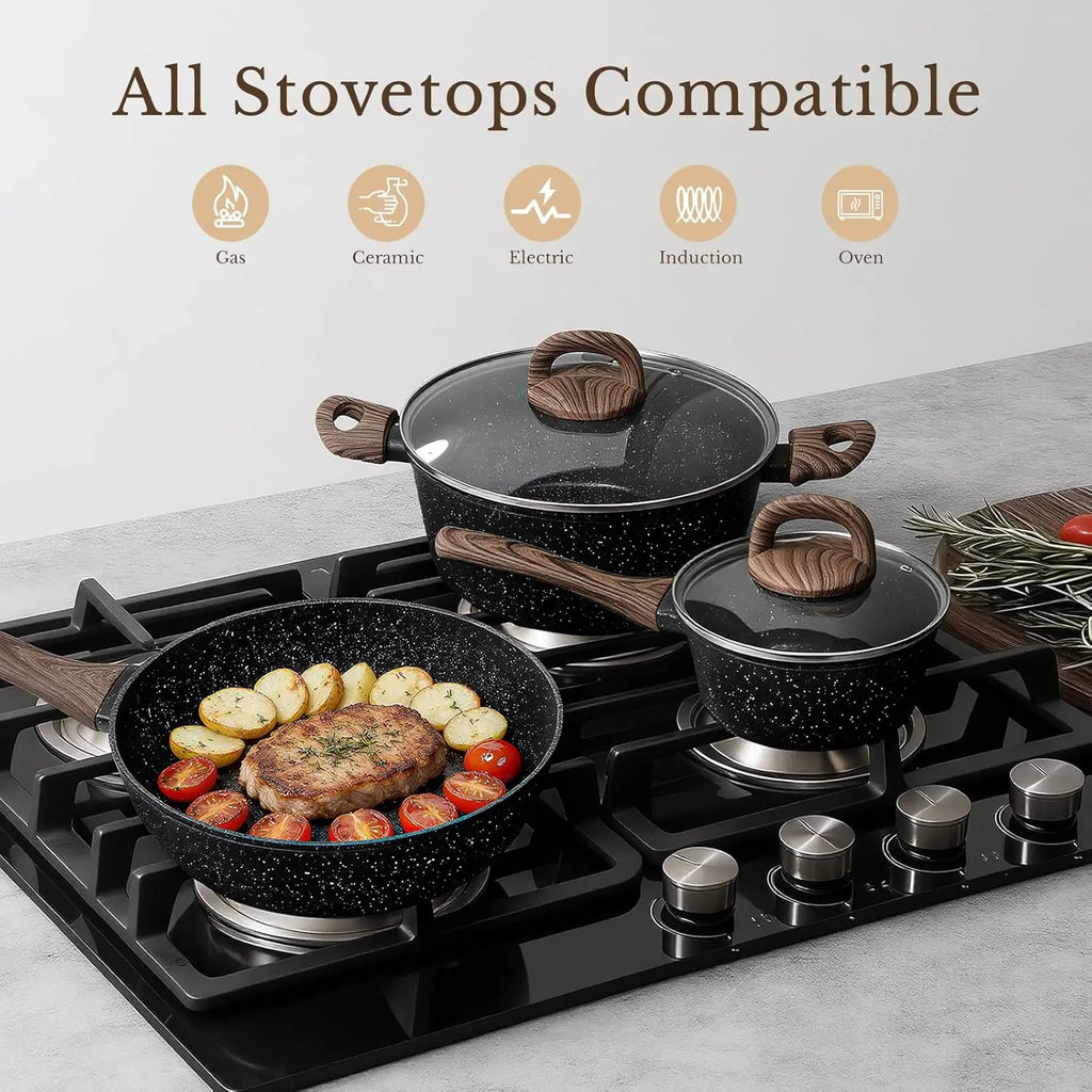25-Piece Nonstick Ceramic Cookware Set, Healthy & Induction Compatible,