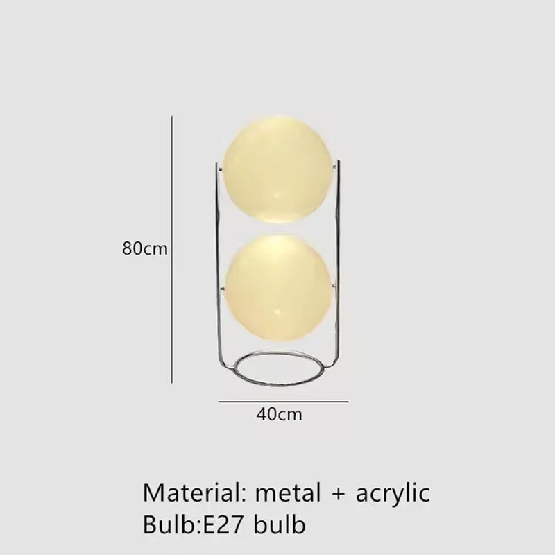 Chrome Metal Floor Lamp White Yellow Acrylic Ball Standing Lamp Living Room