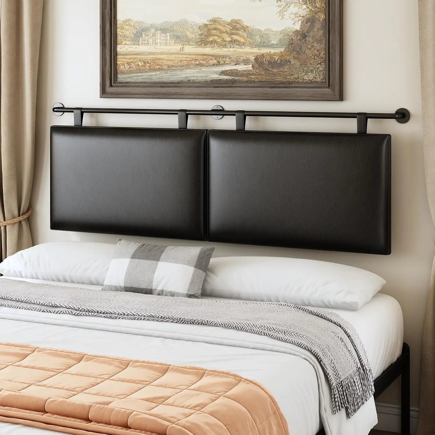 Queen Headboard Only, Wall Mounted Hanging Upholstered Bed Head Board Sturdy and Durable Solid Wood Bed headboard, Fabric Headbo