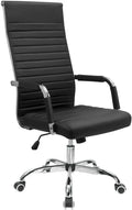 Ribbed Office Chair High Back PU Leather Executive Conference Chair