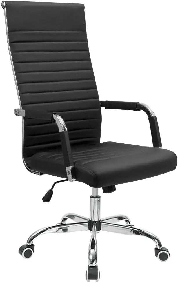 Ribbed Office Chair High Back PU Leather Executive Conference Chair