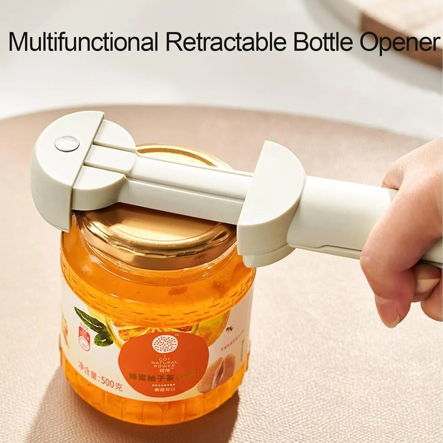 Retractable Bottle Opener - Adjustable Multifunctional Can Opener Jar Lid Gripper