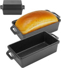 9x5 Inch Cast Iron Loaf Pan with Lid for Even Baking of Bread, Cake, and Meatloaf - 2-Piece Set