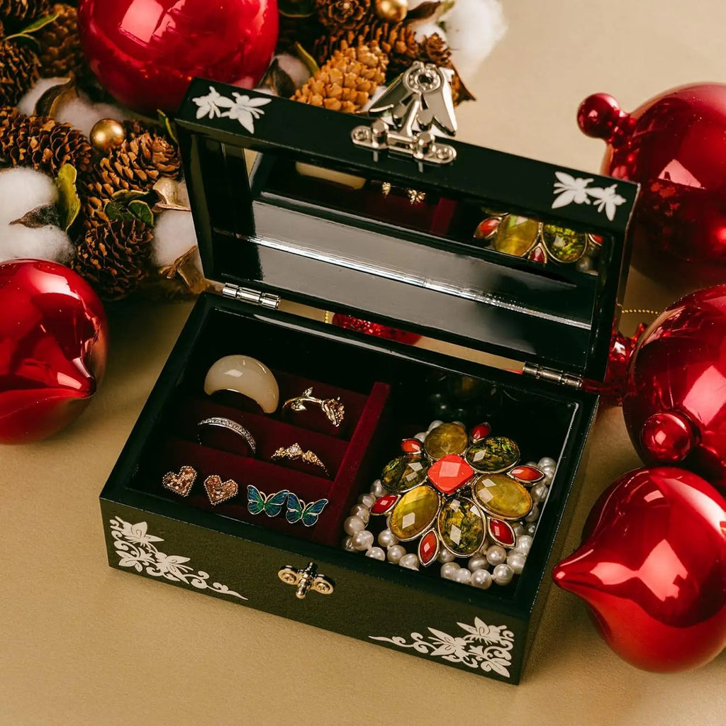 Handmade Mother of Pearl Jewelry Box with Mirror