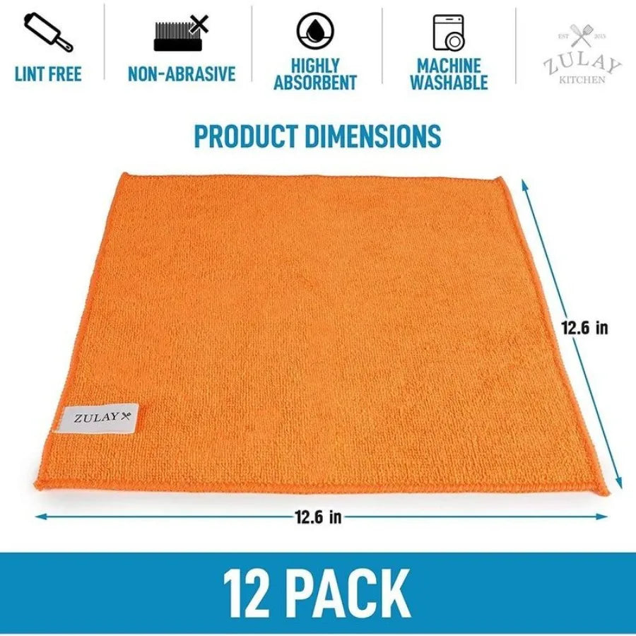 10-Pack Microfiber Cleaning Cloths, Highly Absorbent & Lint-Free for Kitchen Car Glass, Reusable & Machine Washable, Streak-Free
