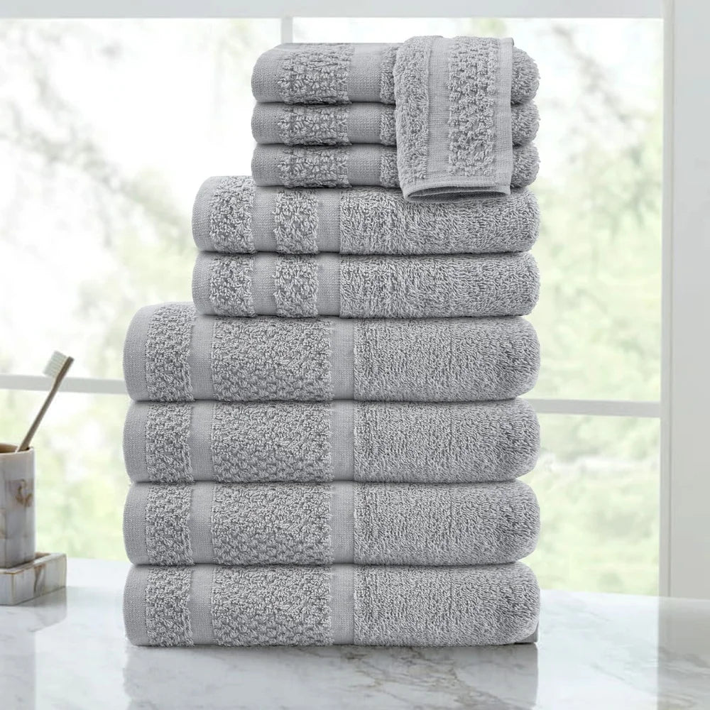 10 Piece Cotton Towel Set Soft Absorbent Towels