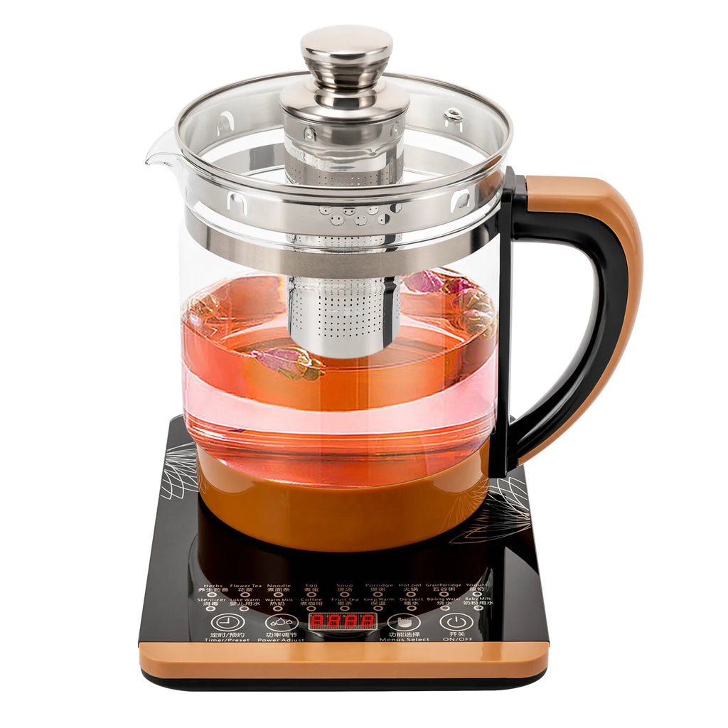 1.8L Electric Glass Tea Kettle - Multifunction Hot Water Boiler with Keep Warm & 6 Temp Settings