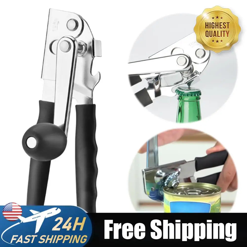 Stainless Steel Can Opener Razor Sharp Bottle Opener Soft Ergonomic Handle Manual Can Opener for Multifunctional Kitchen Tool