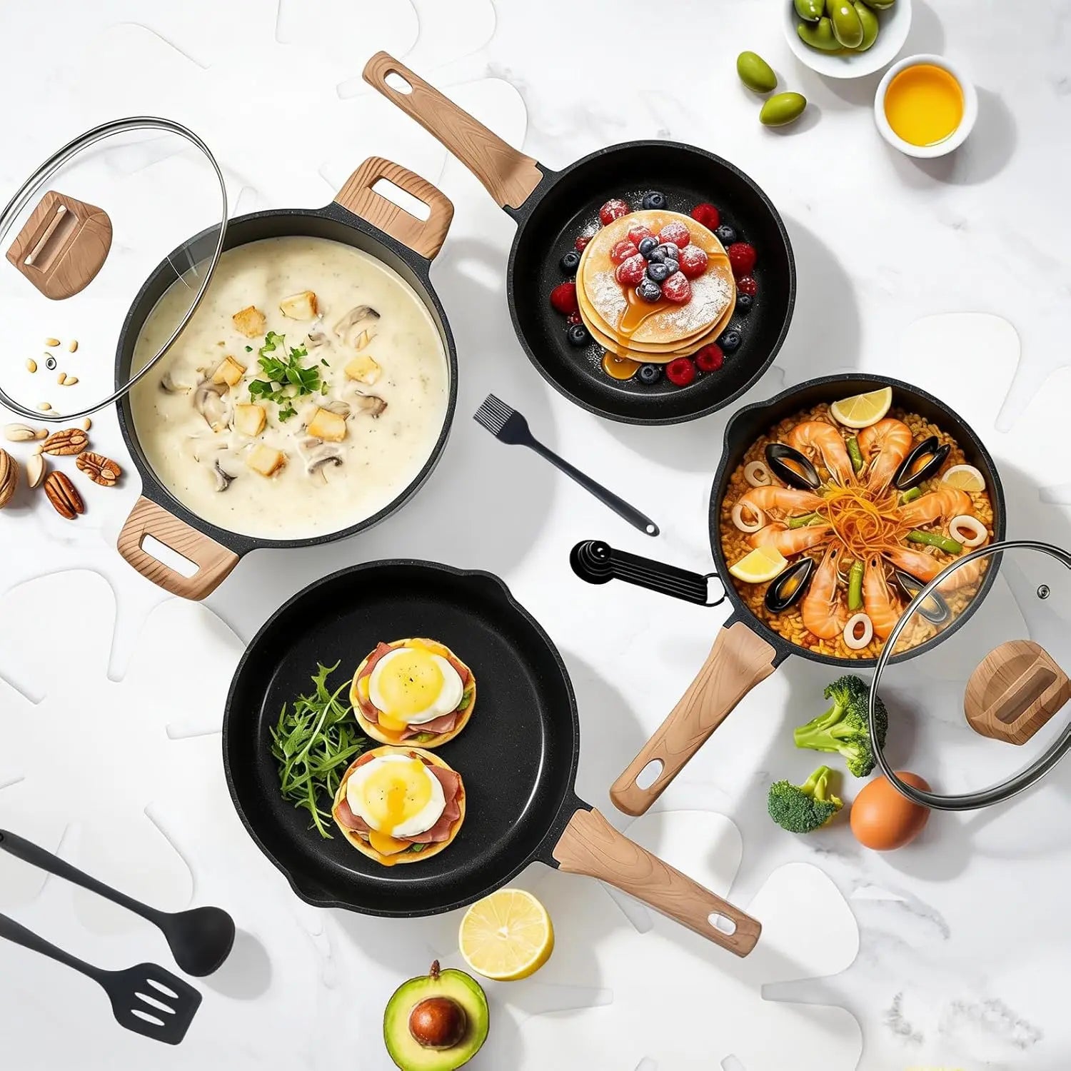 25-Piece Nonstick Cookware Set, Induction Compatible