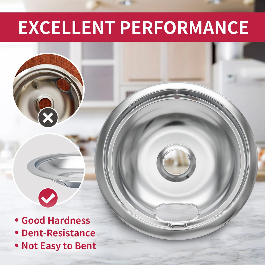 Stove Burner Drip Pans for Electric Stove Top-Compatible with Whirlpool Electric Range